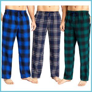 Flannel Cotton Pajama Pants Set with Pockets and Button Fly